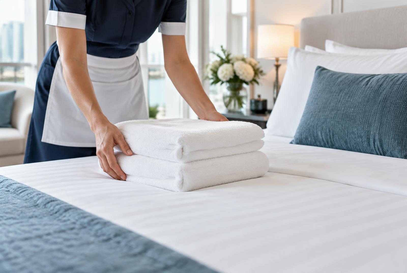 Chambre avec un lit soigneusement préparé